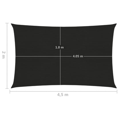 Sunshade Sail 160 g/m² Black 2x4.5 m HDPE