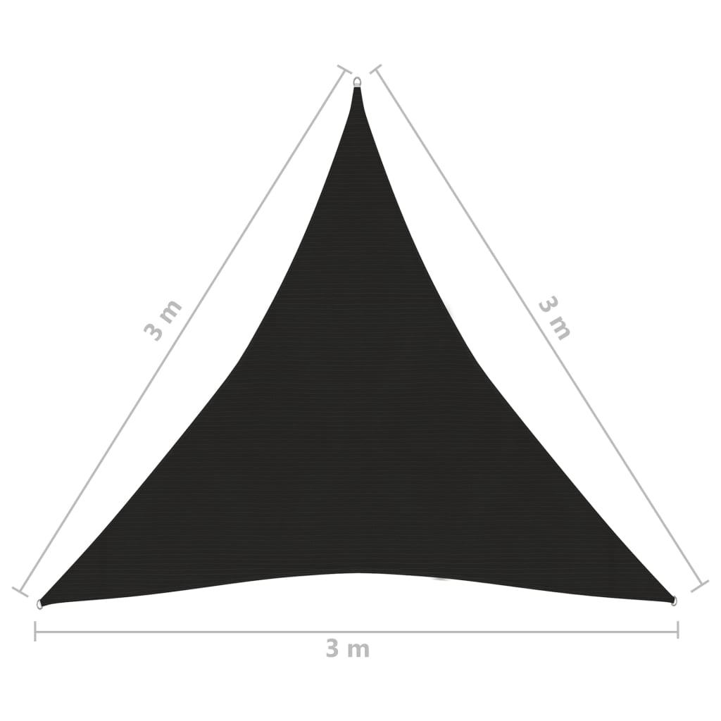 Sunshade Sail 160 g/m² Black 3x3x3 m HDPE