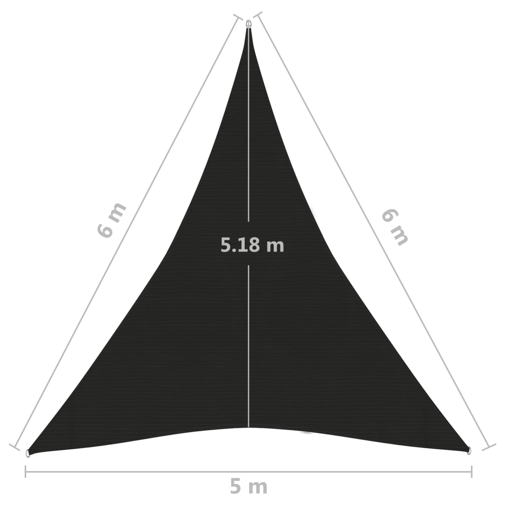 Sunshade Sail 160 g/m² Black 5x6x6 m HDPE