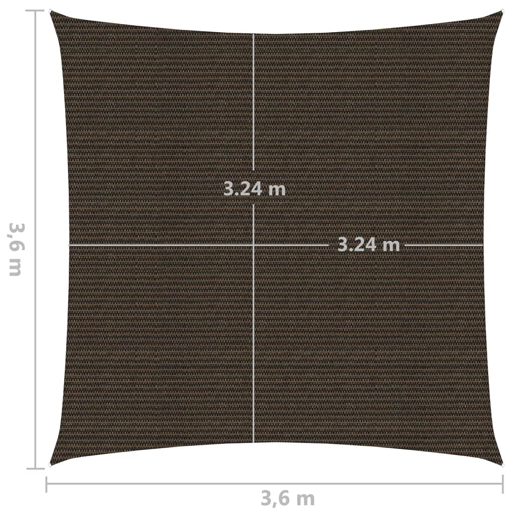 Sunshade Sail 160 g/m² Brown 3.6x3.6 m HDPE