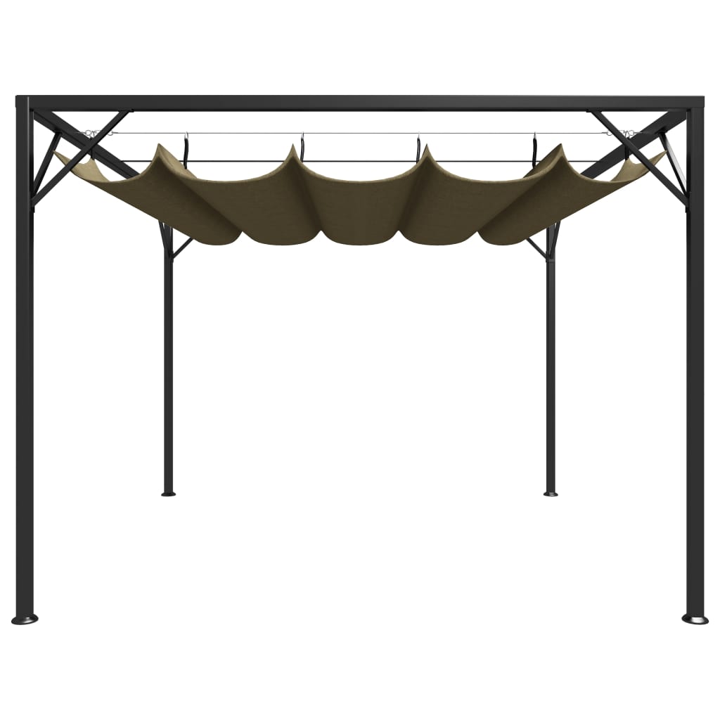 Garden Gazebo with Retractable Roof 3x3 m Taupe 180 g/m²
