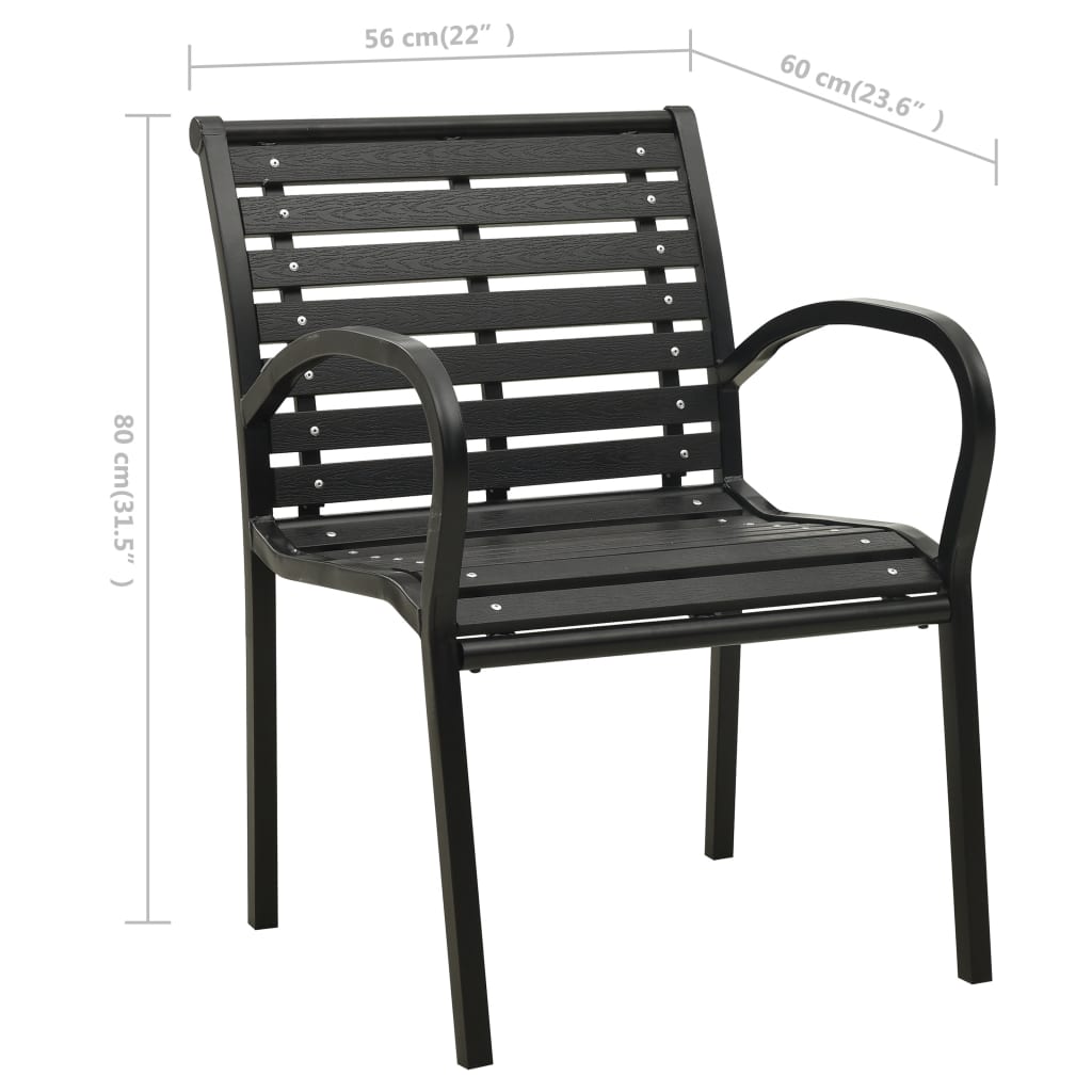 Garden Chairs 2 pcs Steel and WPC Black