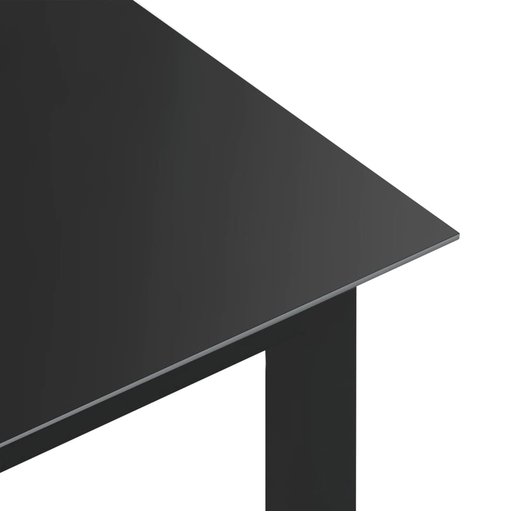 Garden Table Black 150x90x74 cm Aluminium and Glass
