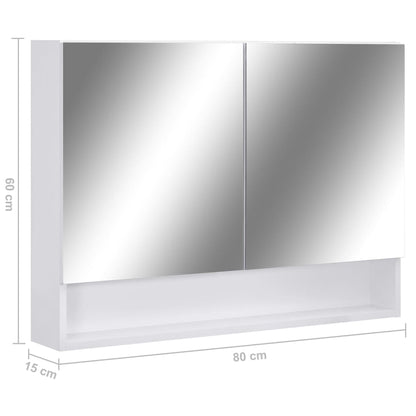 LED Bathroom Mirror Cabinet White 80x15x60 cm MDF
