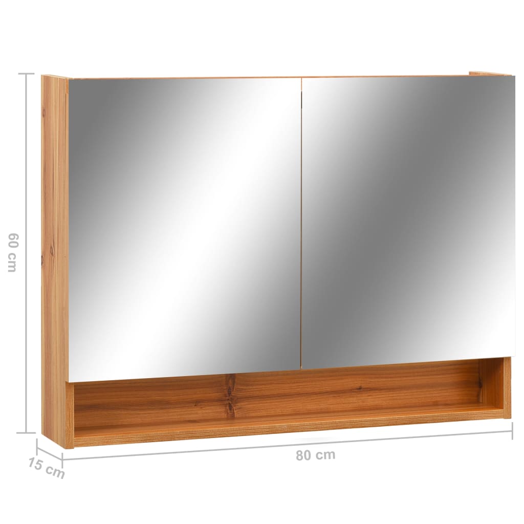 LED Bathroom Mirror Cabinet Oak 80x15x60 cm MDF