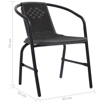 Garden Chairs 2 pcs Plastic Rattan and Steel 110 kg