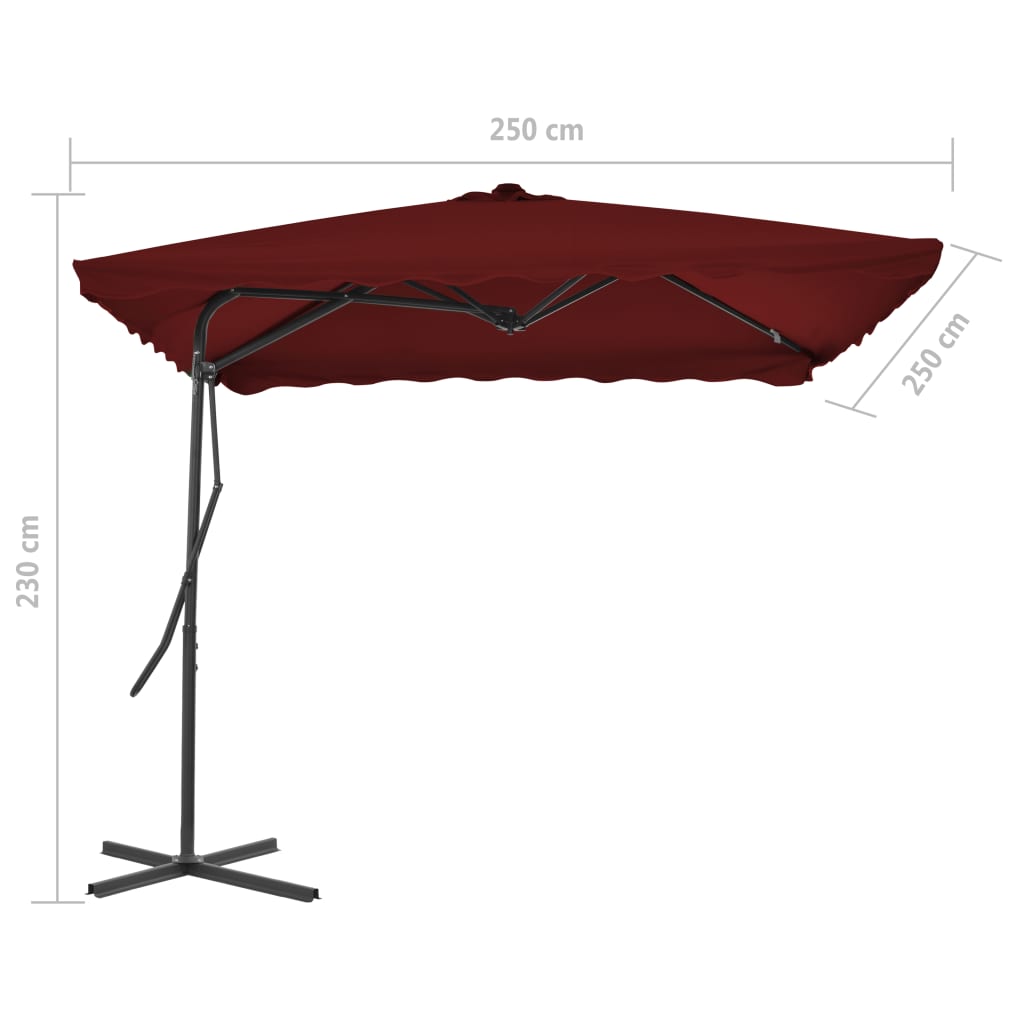 Garden Parasol with Steel Pole Bordeaux Red 250x250x230 cm