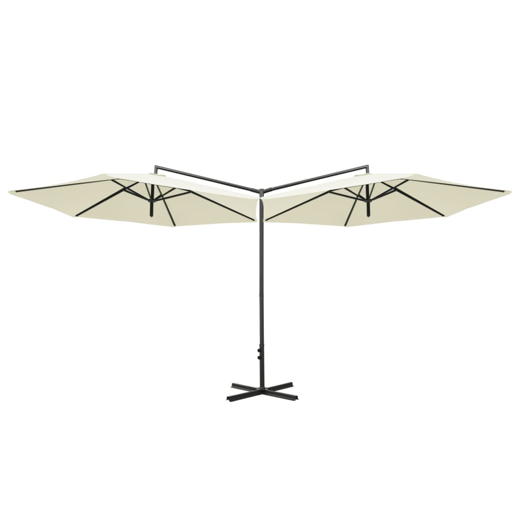 Double Parasol with Steel Pole Sand 600 cm