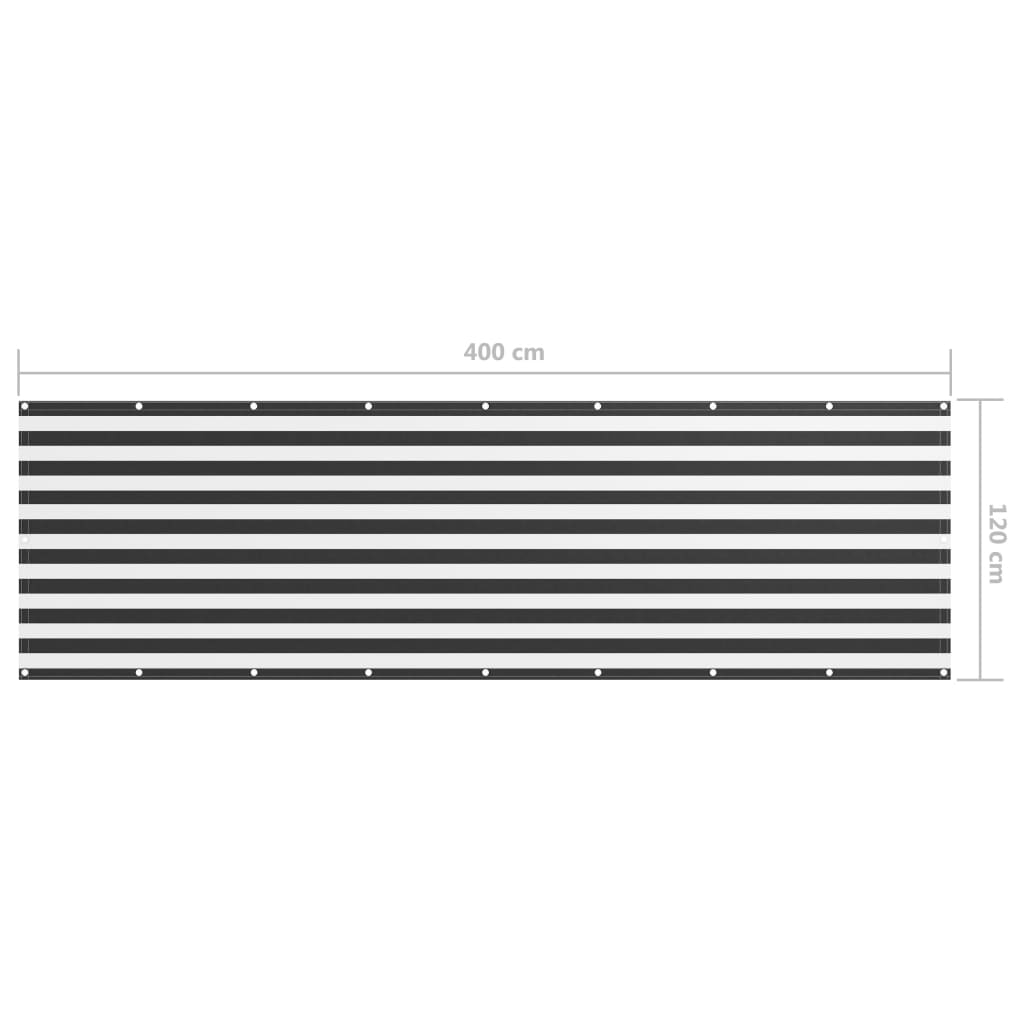 Balcony Screen Anthracite and White 120x400 cm Oxford Fabric