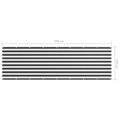 Balcony Screen Anthracite and White 120x400 cm Oxford Fabric