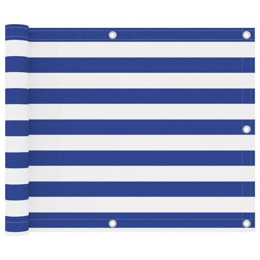 Balcony Screen White and Blue 75x300 cm Oxford Fabric