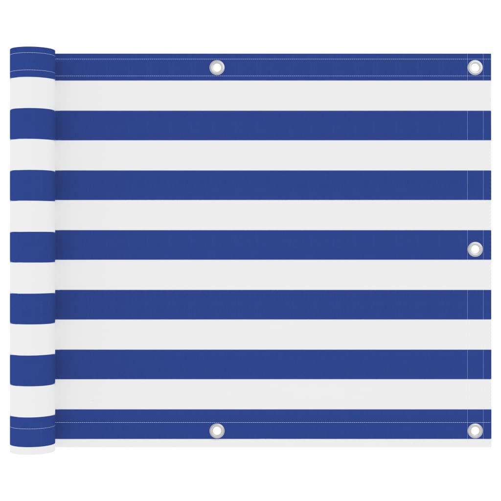 Balcony Screen White and Blue 75x600 cm Oxford Fabric