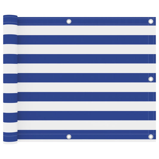 Balcony Screen White and Blue 75x600 cm Oxford Fabric