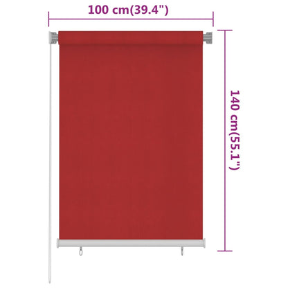 Outdoor Roller Blind 100x140 cm Red HDPE