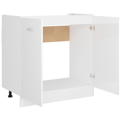 Sink Bottom Cabinet High Gloss White 80x46x81.5 cm Engineered Wood