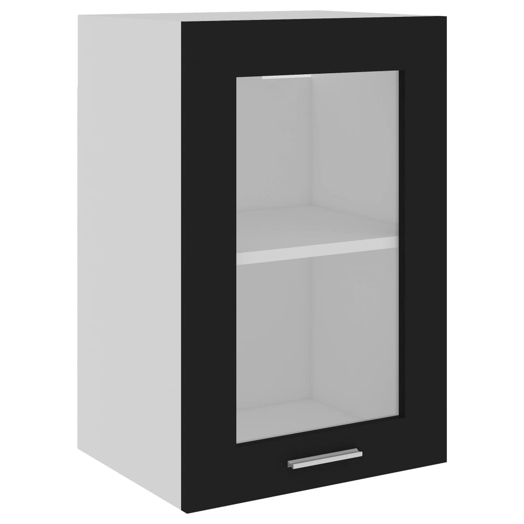 Hanging Glass Cabinet Black 40x31x60 cm Engineered Wood