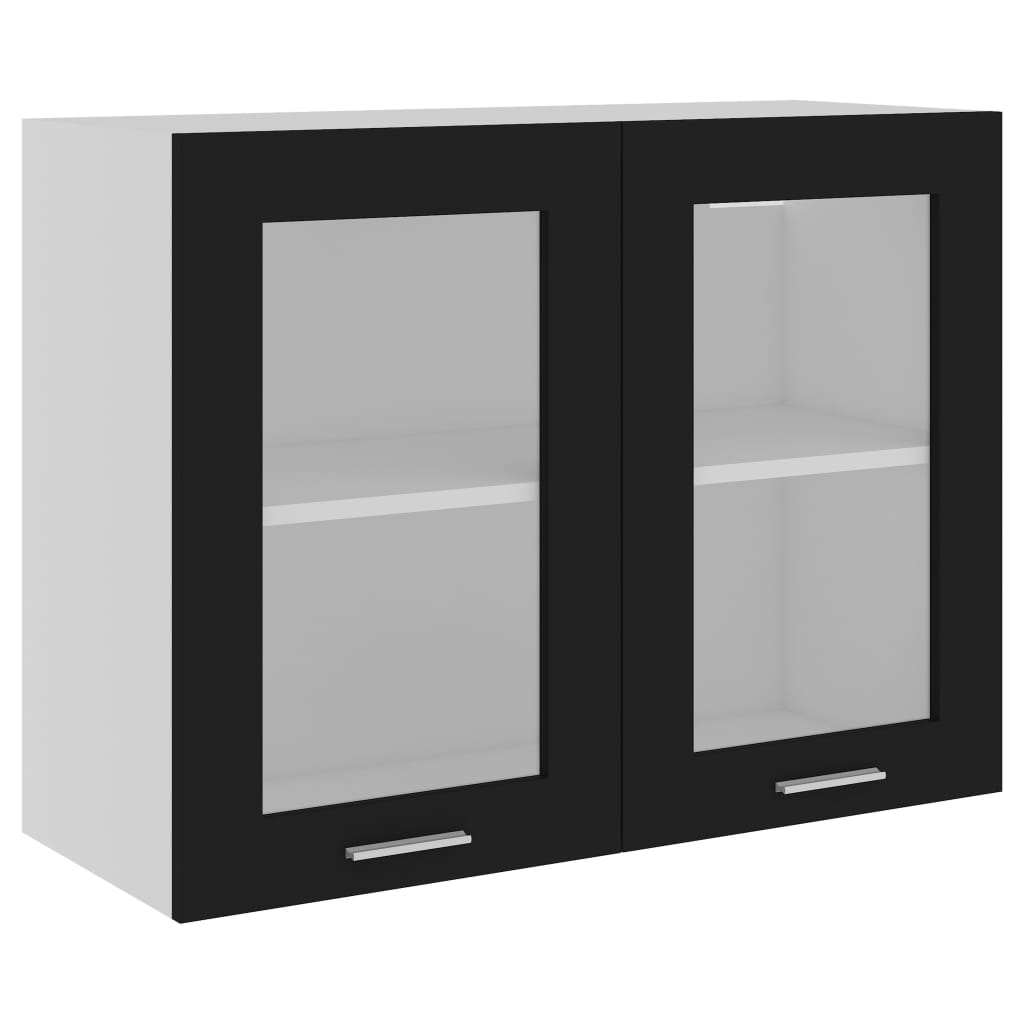 Hanging Glass Cabinet Black 80x31x60 cm Engineered Wood