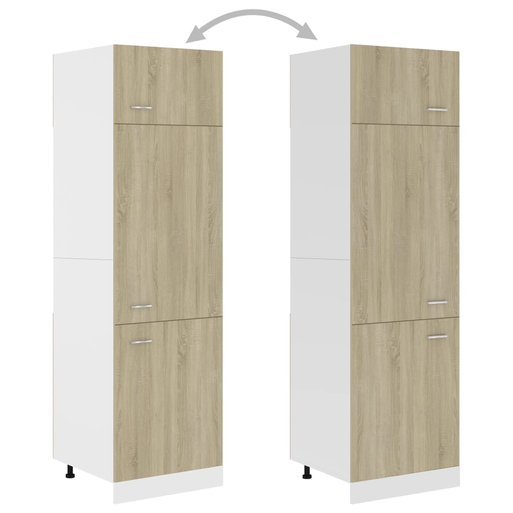 Refrigerator Cabinet Sonoma Oak 60x57x207 cm Engineered Wood