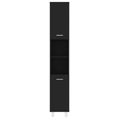 Bathroom Cabinet Black 30x30x179 cm Engineered Wood