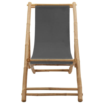 Deck Chair Bamboo and Canvas Dark Grey