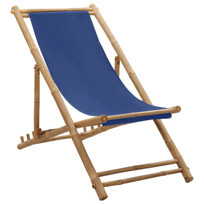 Deck Chair Bamboo and Canvas Navy Blue