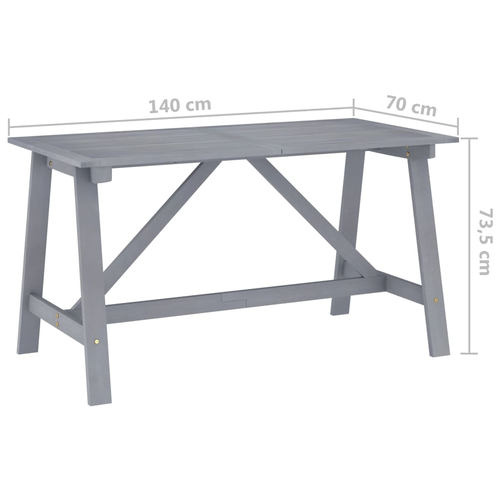 Garden Dining Table Grey 140x70x73.5 cm Solid Acacia Wood