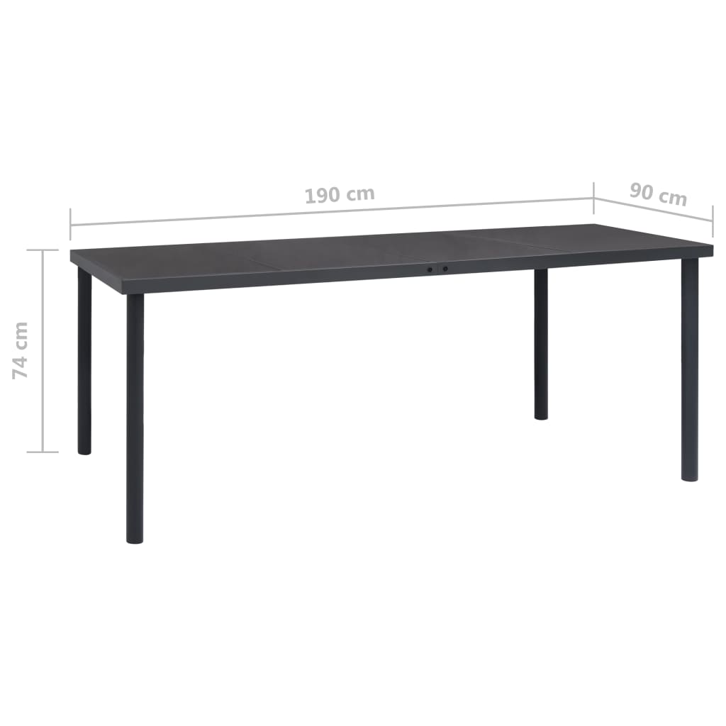 Outdoor Dining Table Anthracite 190x90x74 cm Steel