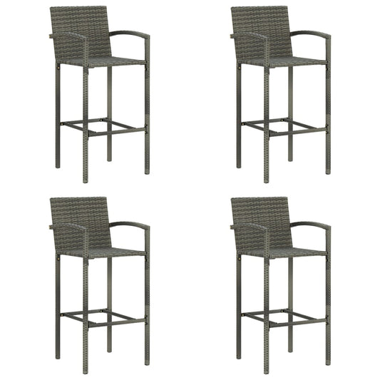 Bar Stools 4 pcs Grey Poly Rattan