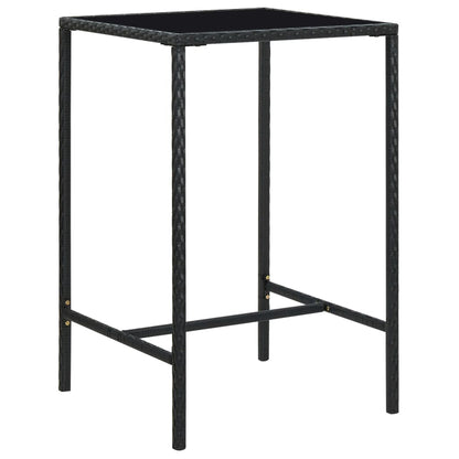 Garden Bar Table Black 70x70x110 cm Poly Rattan and Glass