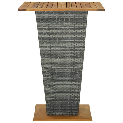 Bar Table Grey 80x80x110 cm Poly Rattan and Solid Acacia Wood