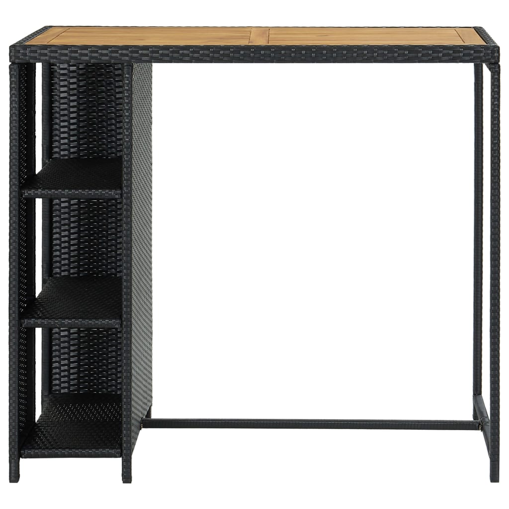 Bar Table with Storage Rack Black 120x60x110 cm Poly Rattan