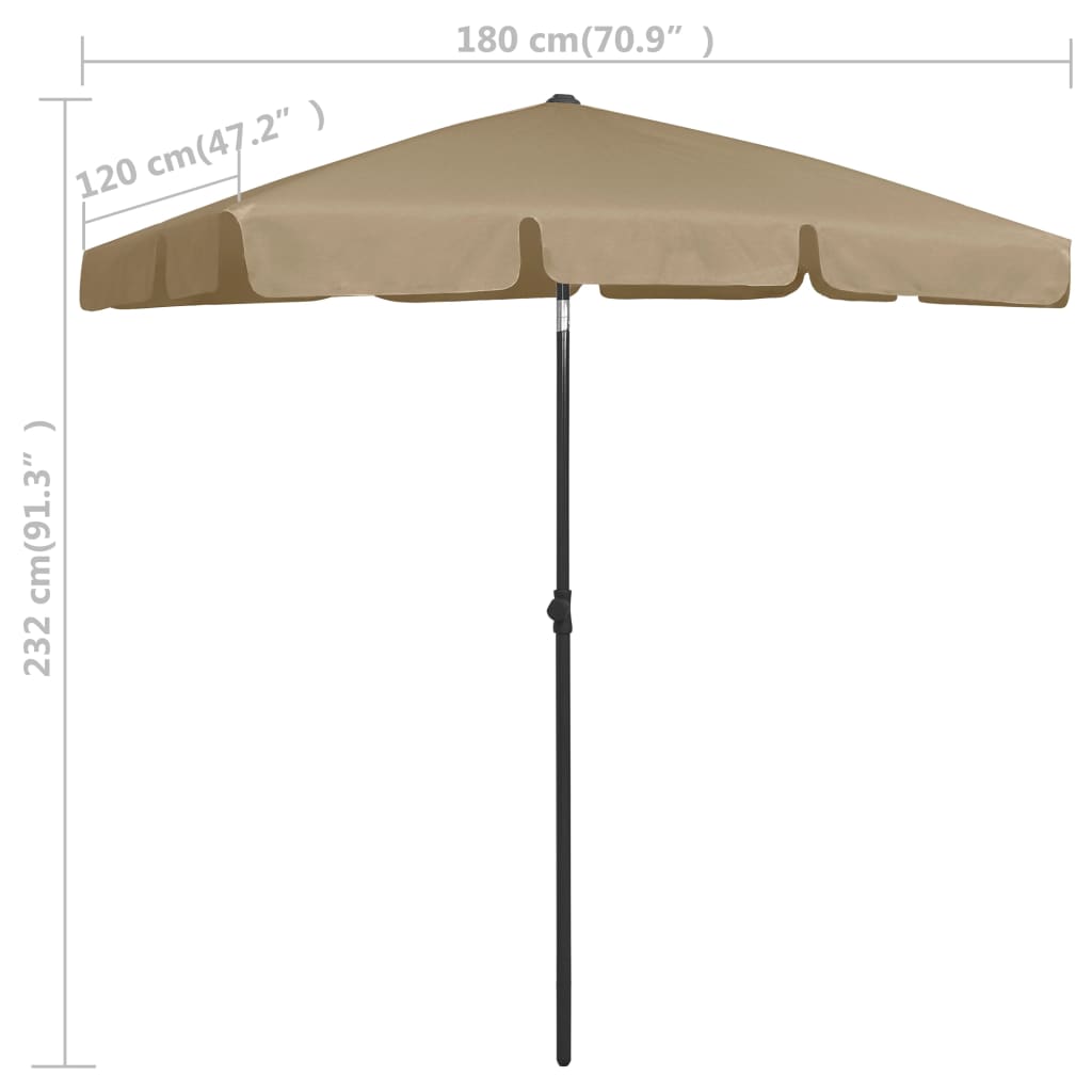 Beach Umbrella Taupe 180x120 cm