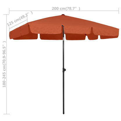 Beach Umbrella Terracotta 200x125 cm