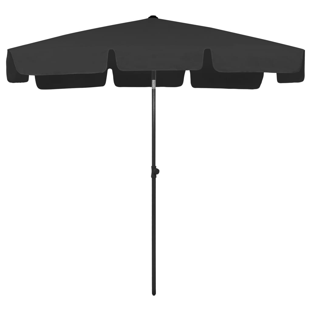 Beach Umbrella Black 200x125 cm
