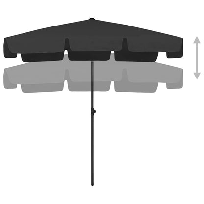 Beach Umbrella Black 200x125 cm