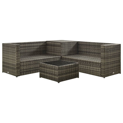 4 Piece Garden Lounge Set with Cushions Poly Rattan Grey