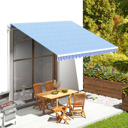 Replacement Fabric for Awning Blue and White 4x3.5 m