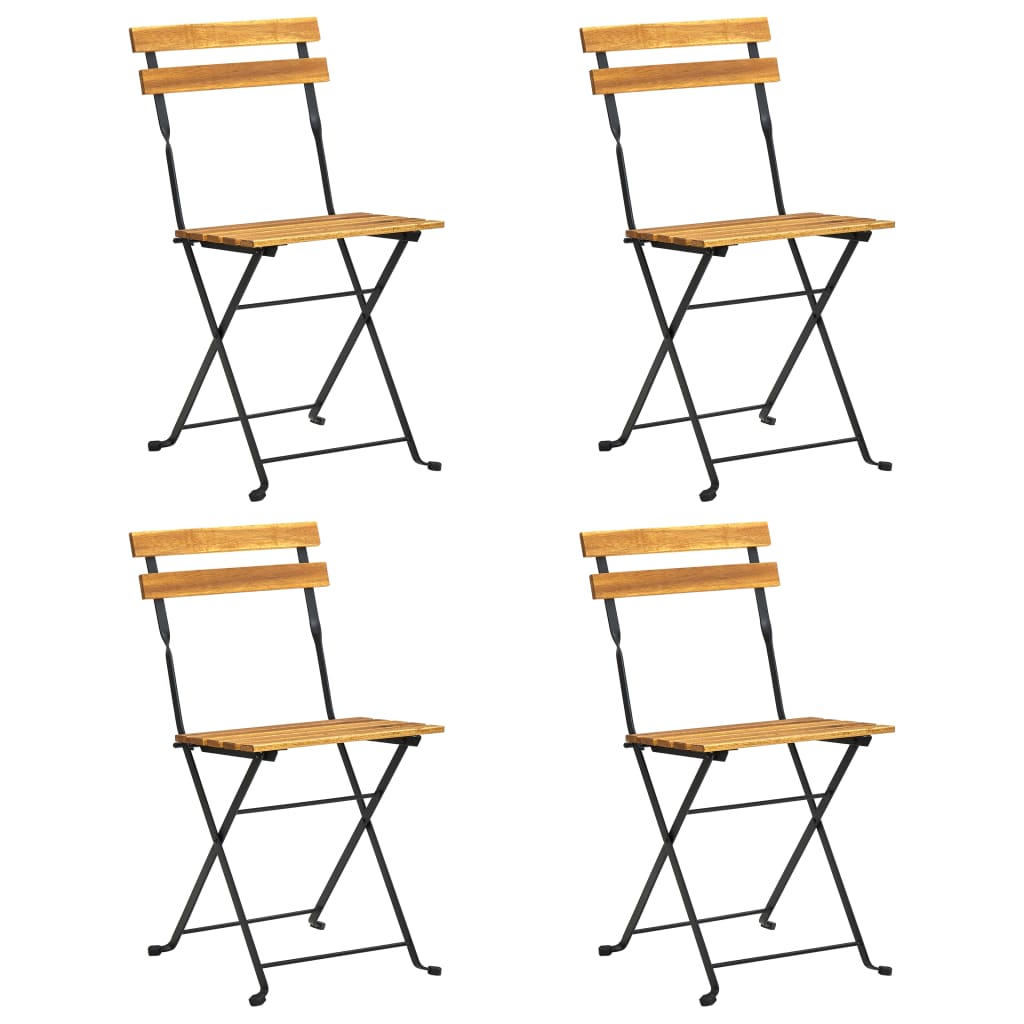 Folding Bistro Chair 4 pcs Solid Acacia Wood