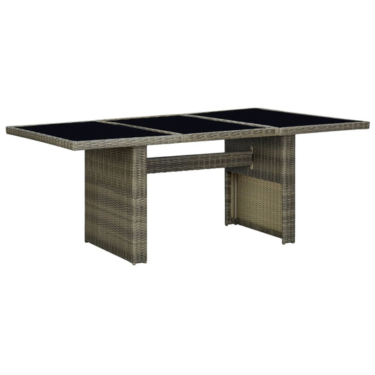 Garden Table Brown Poly Rattan and Tempered Glass