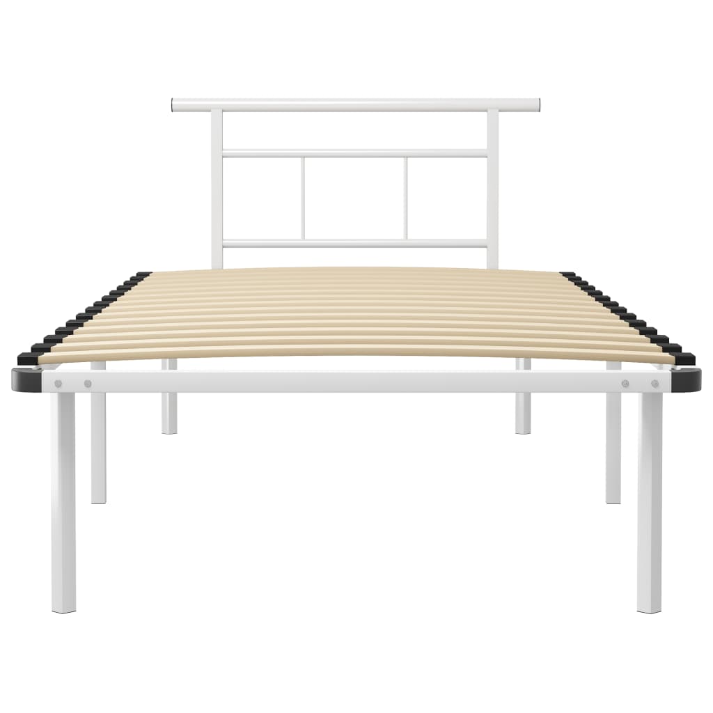 Bed Frame without Mattress White Metal 100x200cm