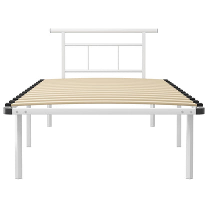 Bed Frame without Mattress White Metal 100x200cm