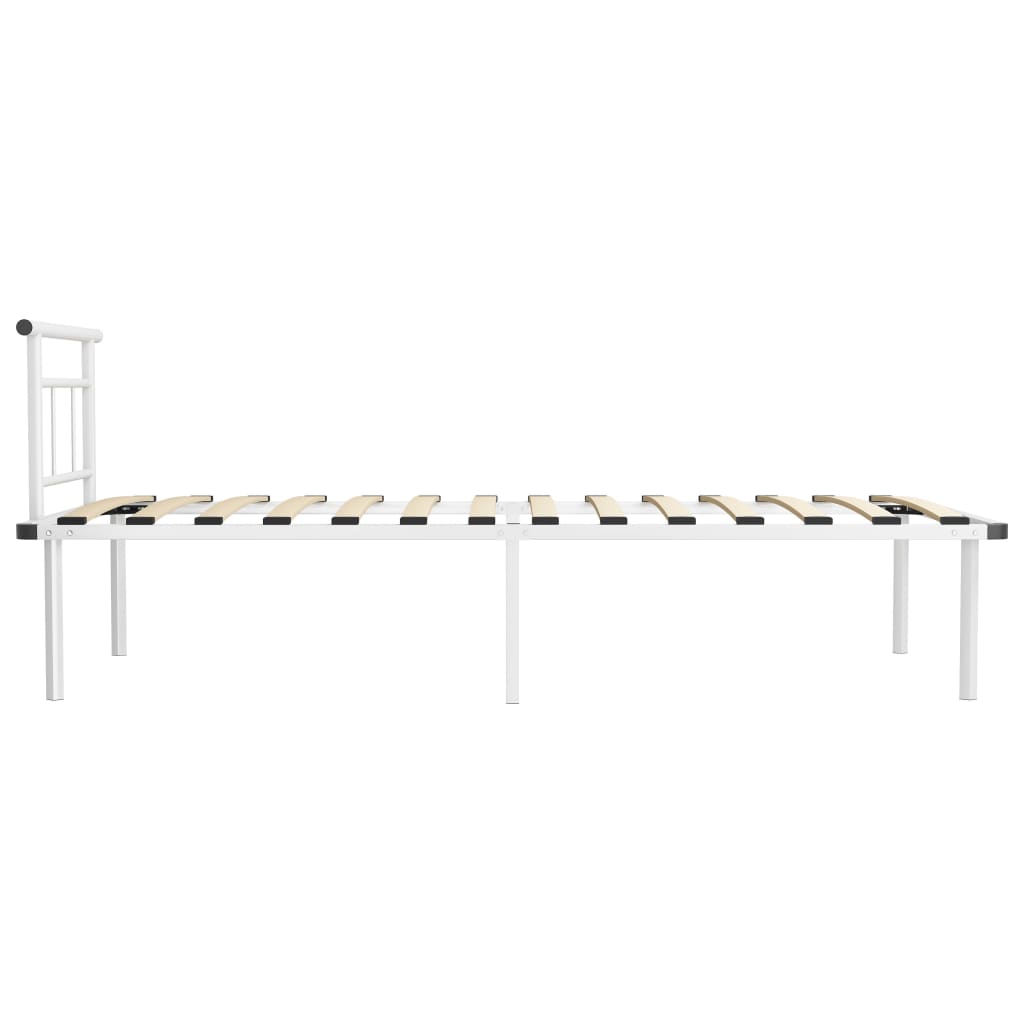 Bed Frame without Mattress White Metal 100x200cm