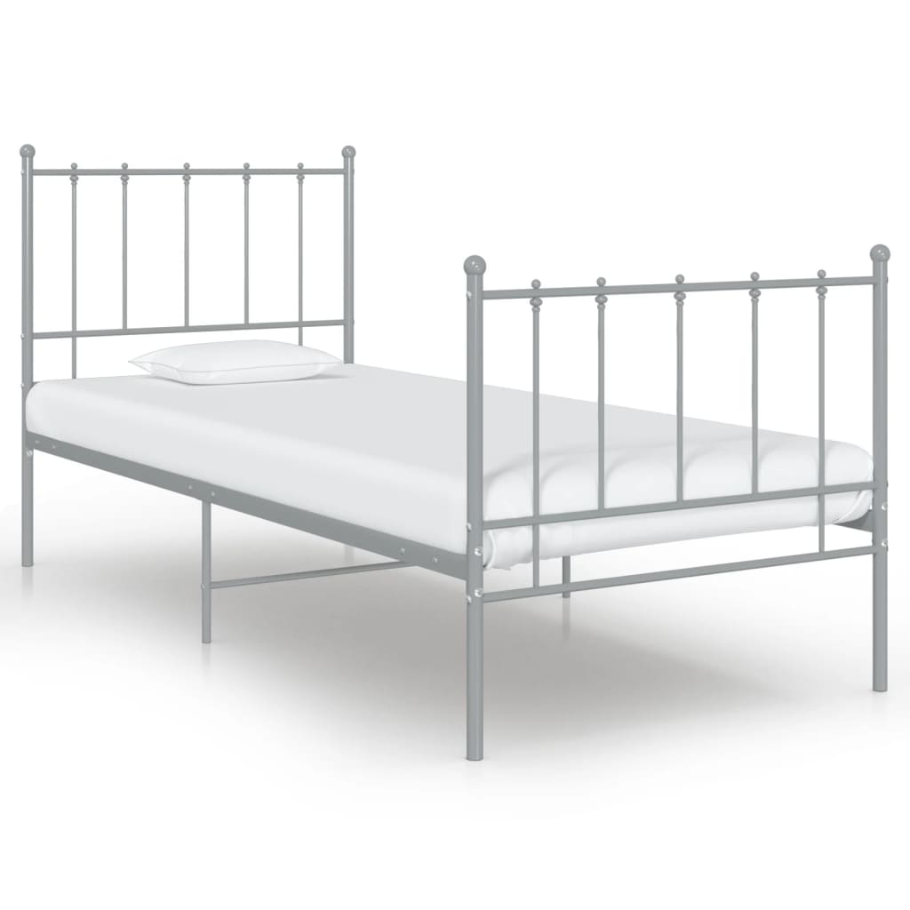 Bed Frame Grey Metal 90x200 cm