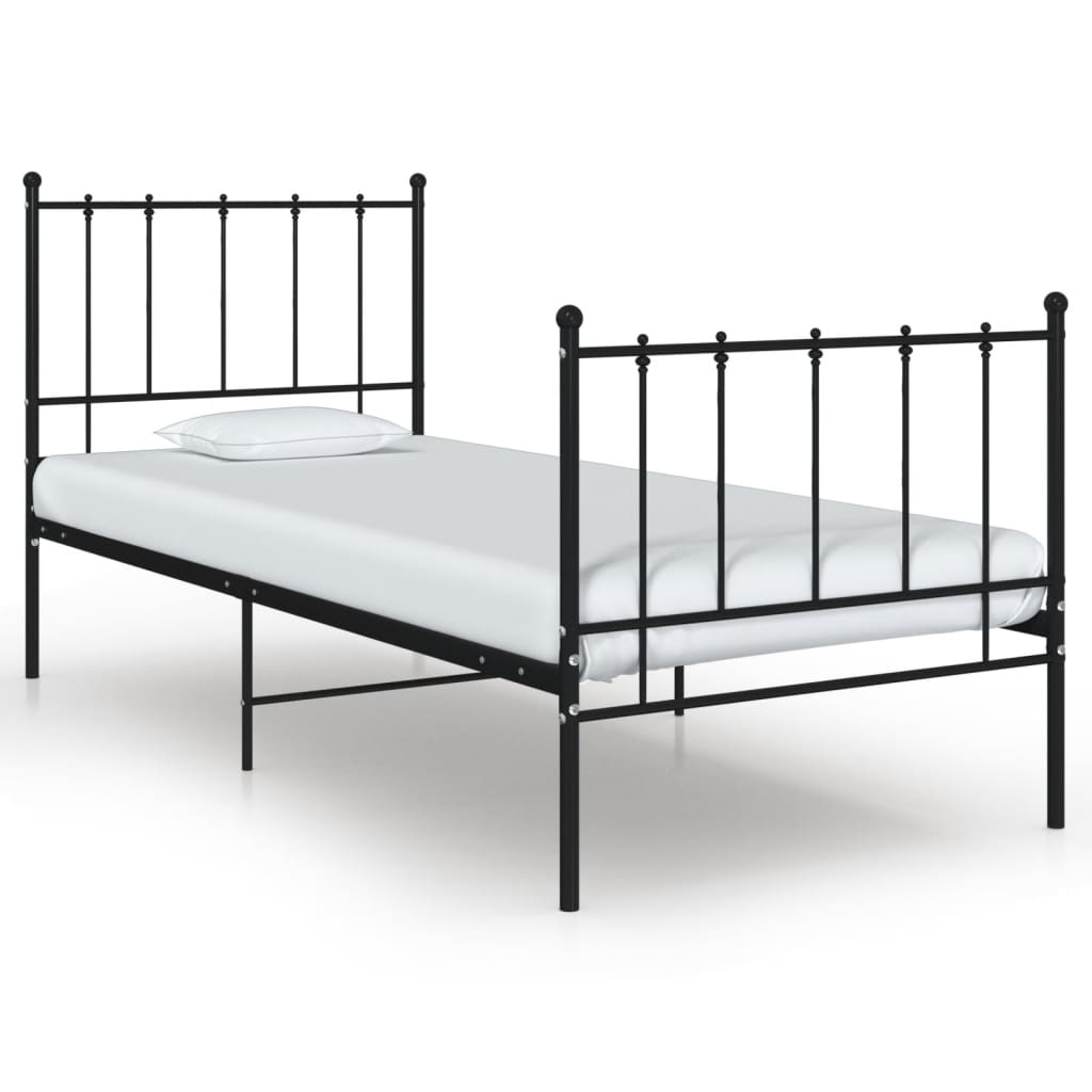 Bed Frame Black Metal 100x200 cm