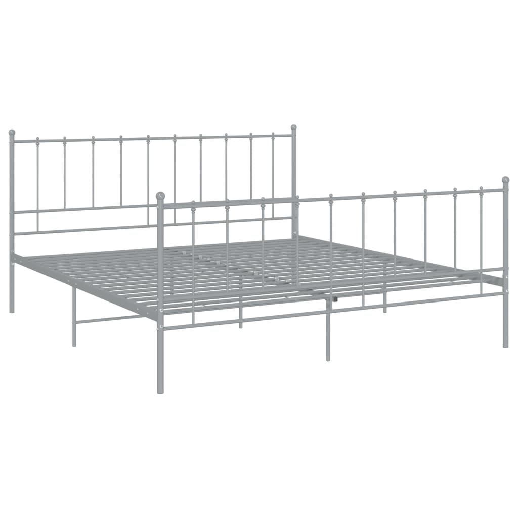 Bed Frame Grey Metal 140x200 cm