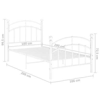 Bed Frame without Mattress White Metal 100x200 cm