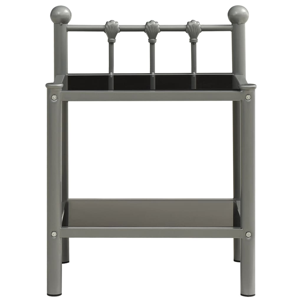 Bedside Cabinet Grey and Black 45x34.5x60.5 cm Metal and Glass