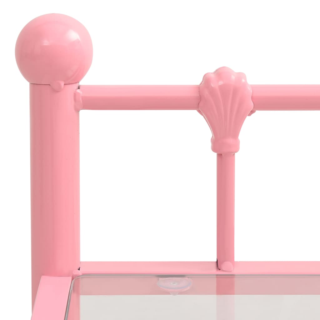 Bedside Cabinet Pink&Transparent 45x34.5x60.5 cm Metal & Glass