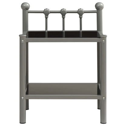 Bedside Cabinets 2 pcs Grey and Black Metal and Glass