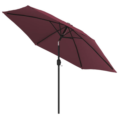 Outdoor Parasol with LED Lights and Steel Pole 300 cm Bordeaux Red